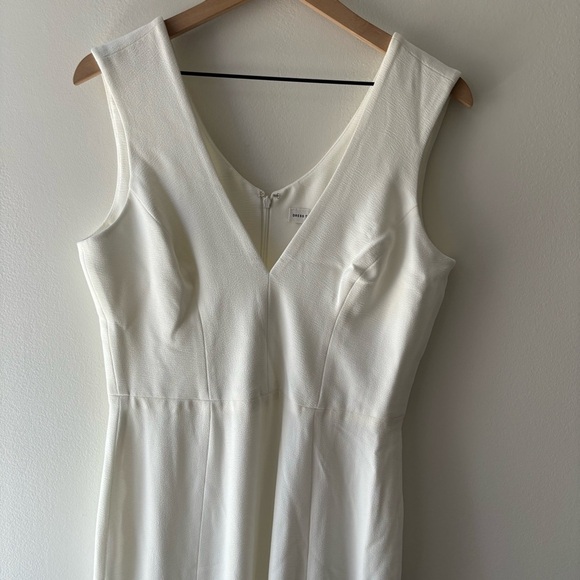 Dress The Population Sandra Plunge Sheath Gown White Sz L $198 - Picture 9 of 13